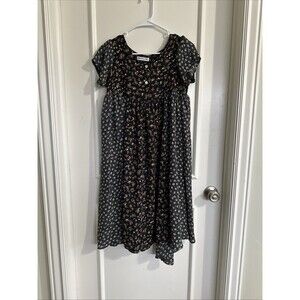 Malley Too Vintage Girls Size 6 Long Dress Panels Floral Black Dallas